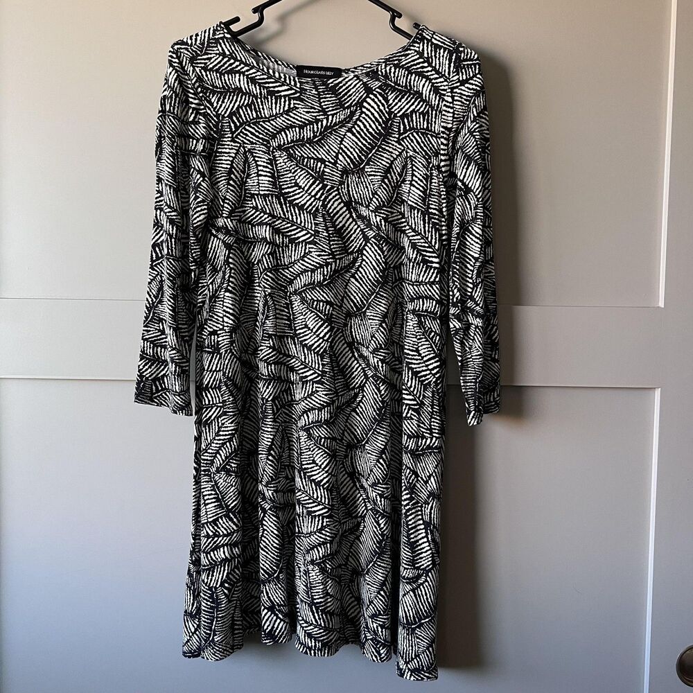 Hourglass Lilly Dress Womens XS/S Leaf Print Long‎ Sleeve Midi Rayon Made in USA